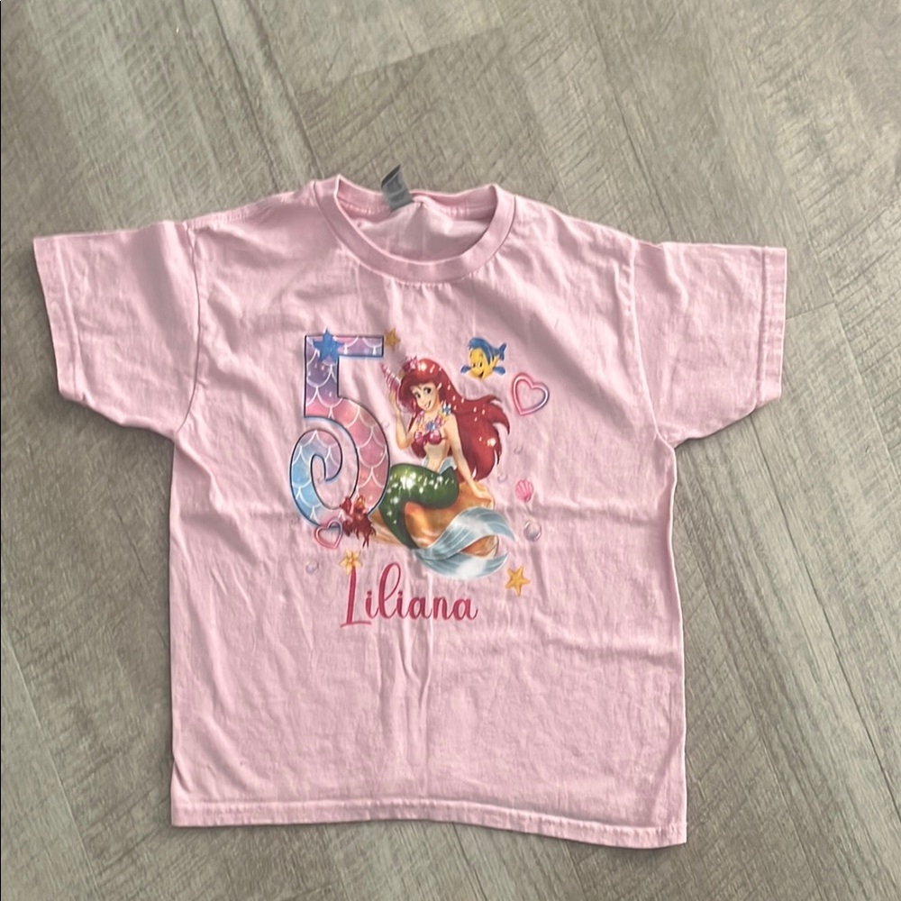 Pink Kids Shirt with Mermaid Design